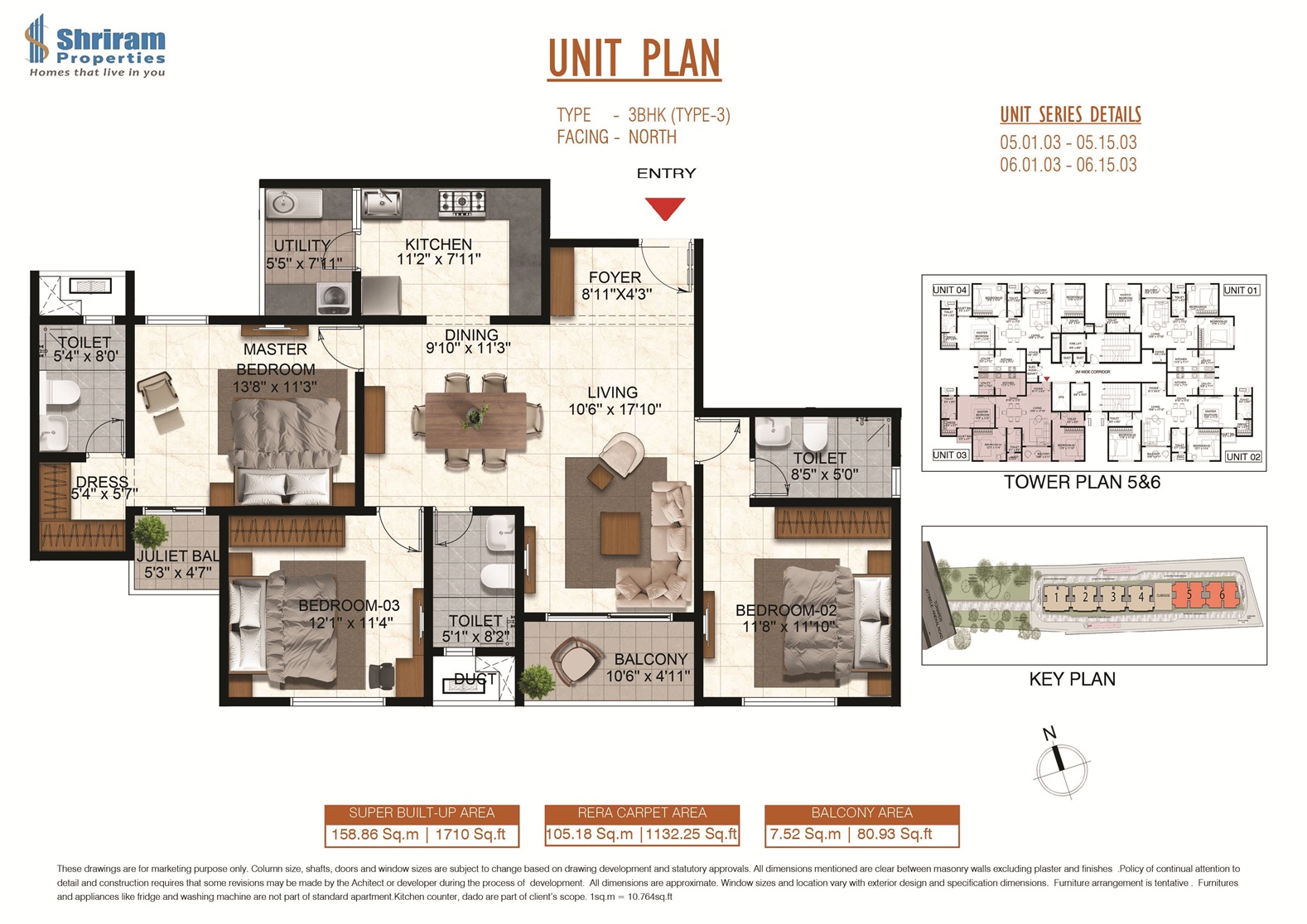 3 BHK Floor Plan 5