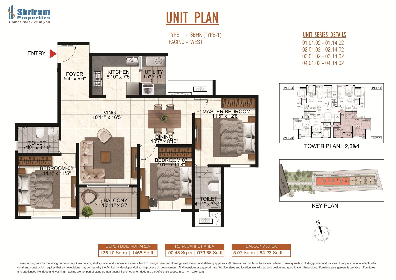 3 BHK Floor Plan 6
